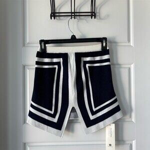 Navy Blue and white knit cropped tube top